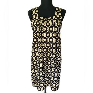 Vertigo Paris Black Gold Floral Retro Shift Bubble Dress